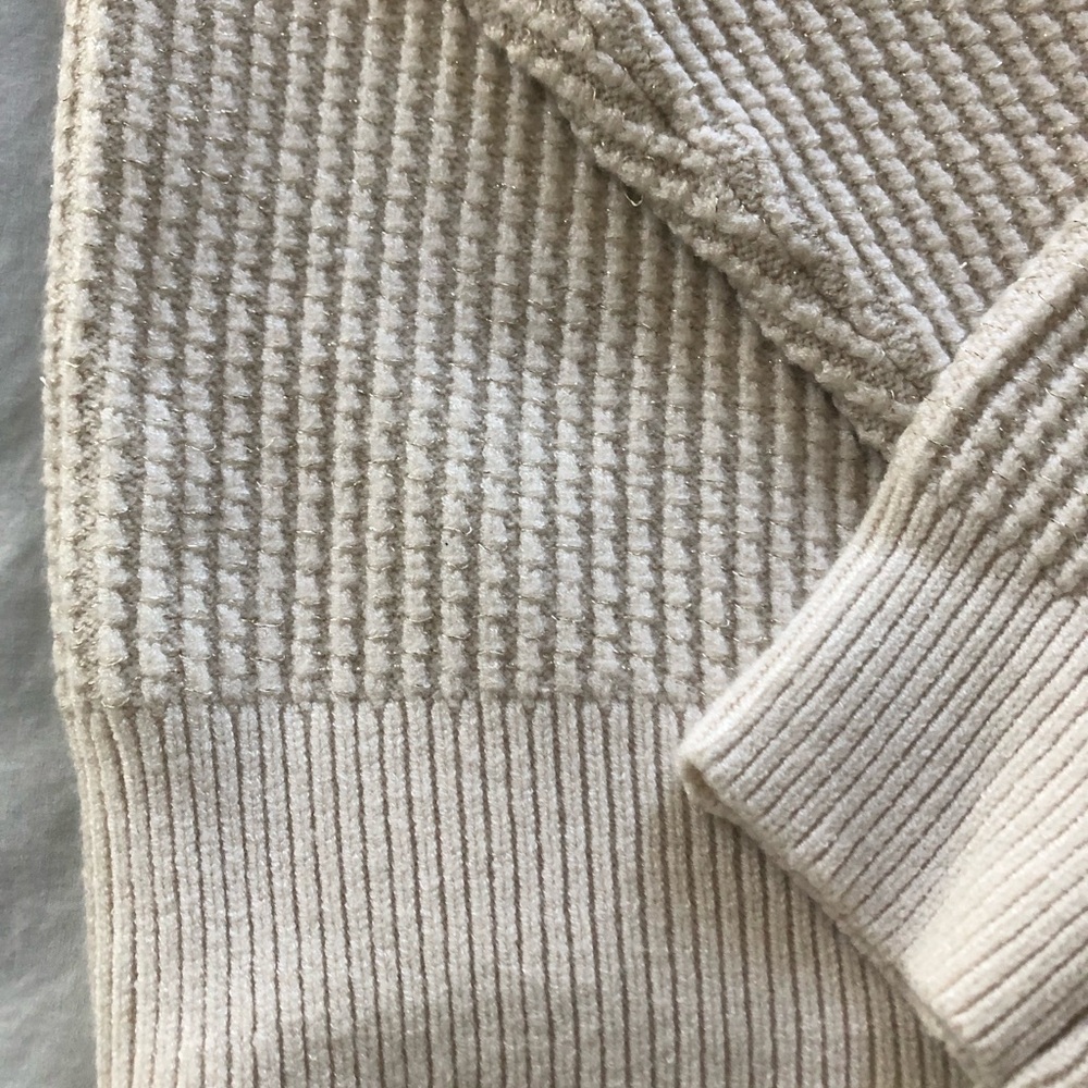 FISHERMEN Ivory chunky slouchy waffle Ribbed Knit Cardigan - Picture 12 of 16